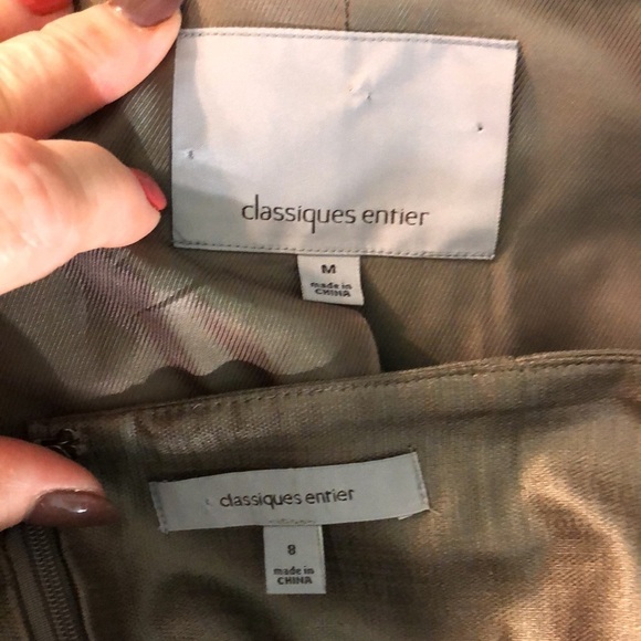 Classiques Entier Skirt Set Peplum Jacket Brown Gold Sheen Size Medium 8 - Picture 9 of 11